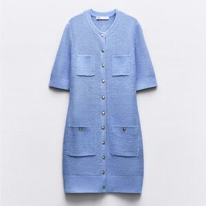 ZARA GOLD BUTTON KNIT MINI DRESS